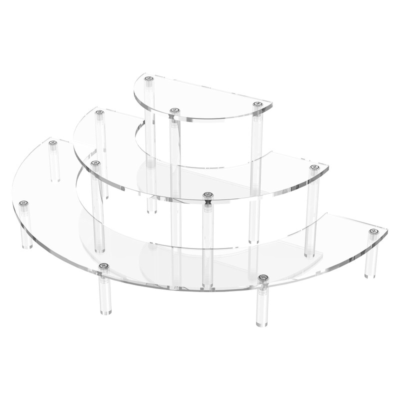 Dooiclear 3 Tier Acrylic Display Risers, Half Moon Cupcake Stand, Clear