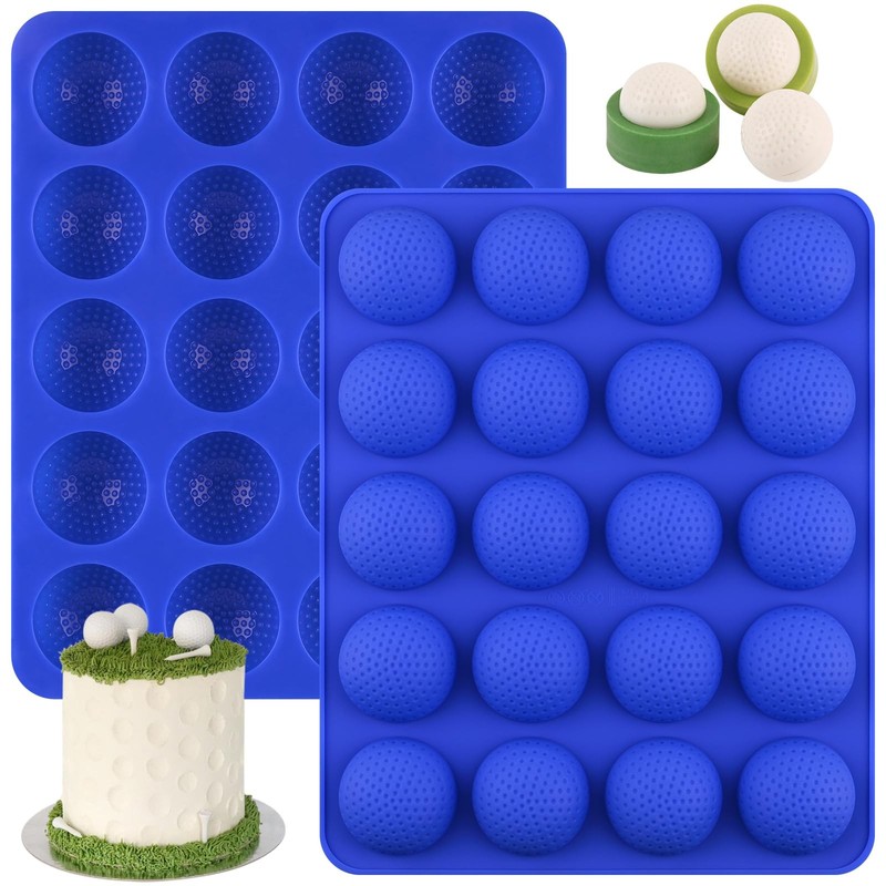 2 Pack Golf Ball Mold, Silicone Golf Ball Cake Pop Mold, 20-Cavity 3D Sphere …