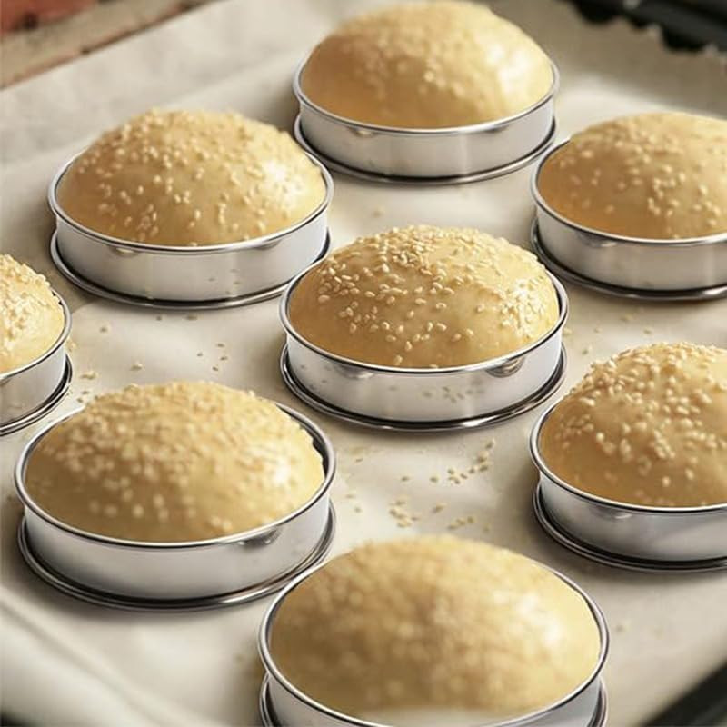 English Muffin Rings, Stainless Steel Crumpet Rings, 4 inch 6 Pcs Nonstick Metal gallery