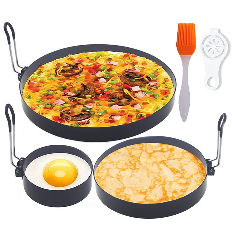 Upgrade 4″ Large Egg Rings Set for Griddle,4 Packs Non-Stick Stainless Steel rou