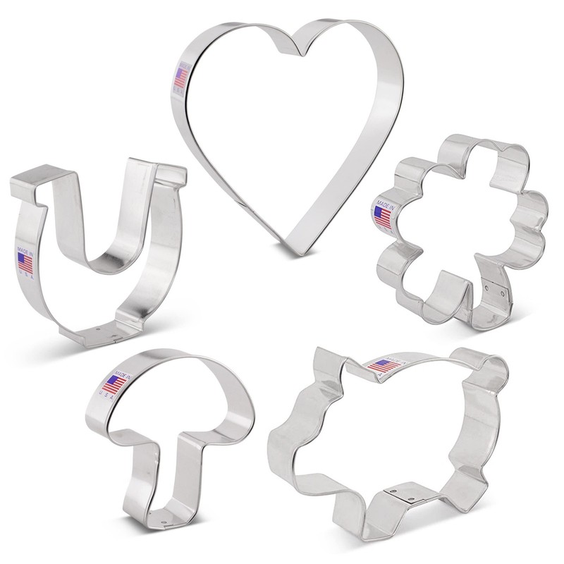 Ann Clark Good Luck & Love Cookie Cutters 5-Pc. Set (Four Leaf Clover, Heart,... gallery