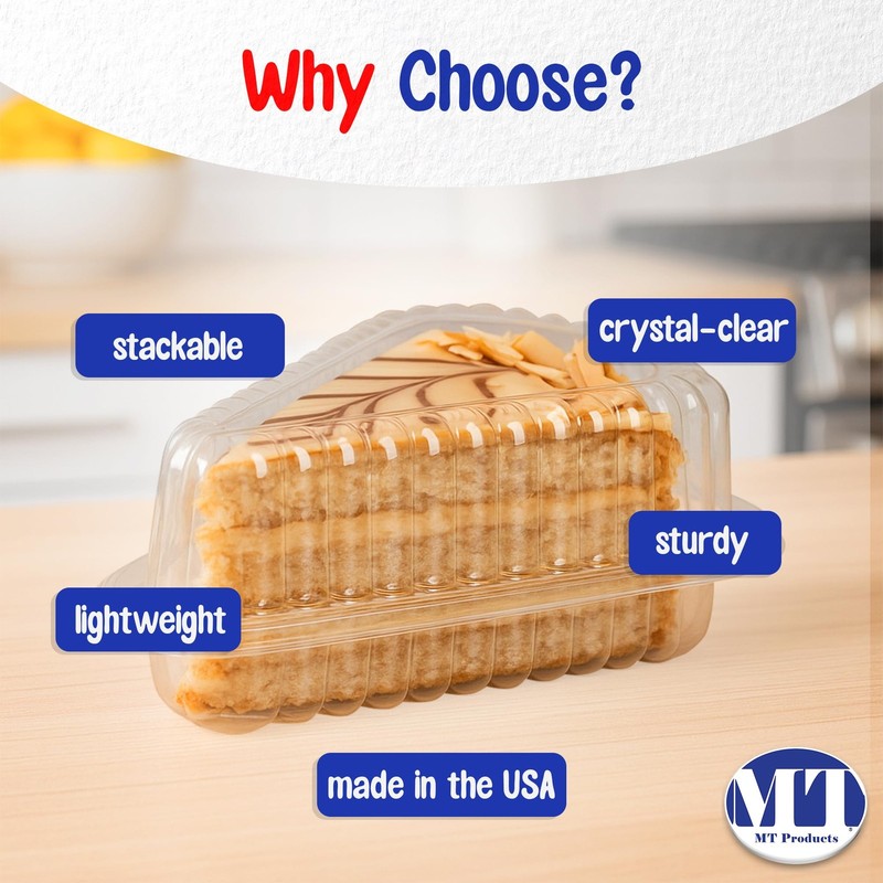 MT Products Individual Single Slice Pie & Cake Containers - Clear Plastic gallery