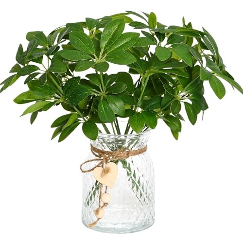1 Set Artificial Plants Glass Vase Fake Touch Plants for Spring Office Green gallery