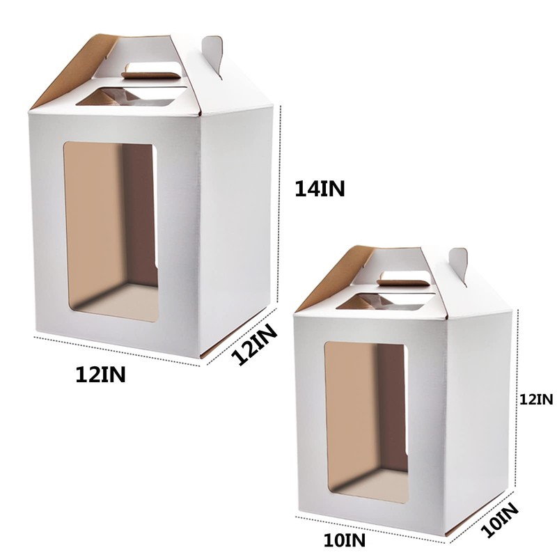 Cake Boxes 6pcs 10x10x12 and 12x12x14 Inches With Window Tall Cake for Tier C... gallery