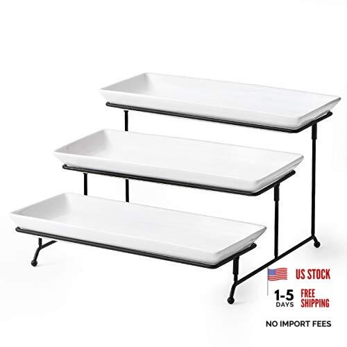 Tiered Tray Stand for 3 Tiers – 14″ x 15.74″ x 9.17″ – Black