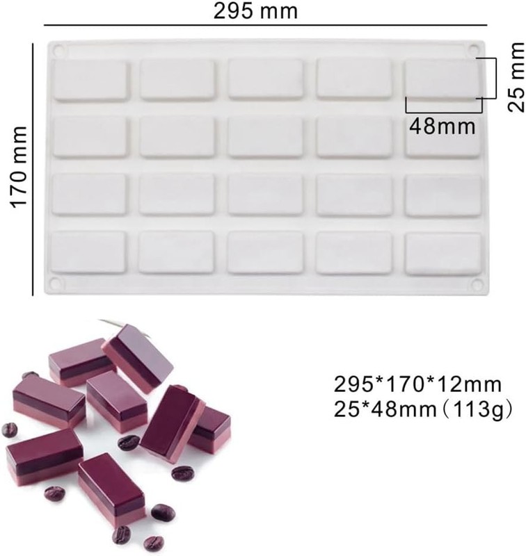 "20 Cavity Rectangle Silicone Mold I_11.8 X6.8 X0.48 inch, as photos " gallery