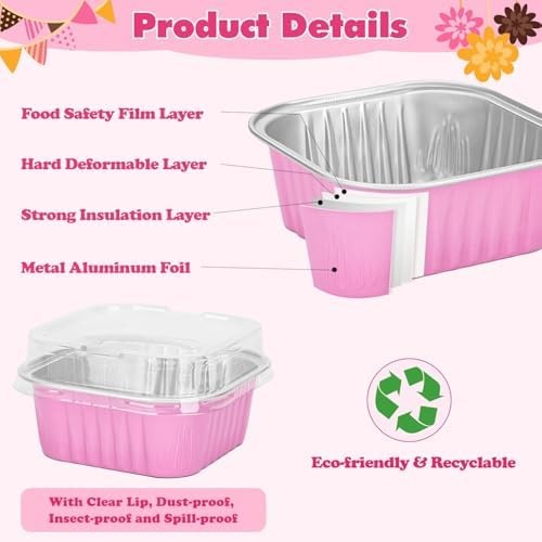 selizo 60 Pack 10oz Mini Disposable Cake Pans with Lids, Aluminum Foil Square... gallery