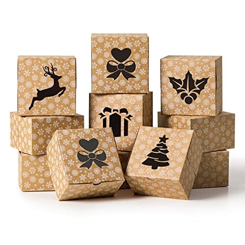 20 Pcs Cookie Treat Boxes with Window for Christmas Holiday Pastry Box