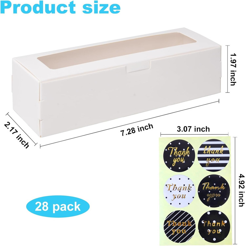 28 Pack Macaron Boxes with Clear Window Small Macaron Pastry Bakery Packaging Co gallery