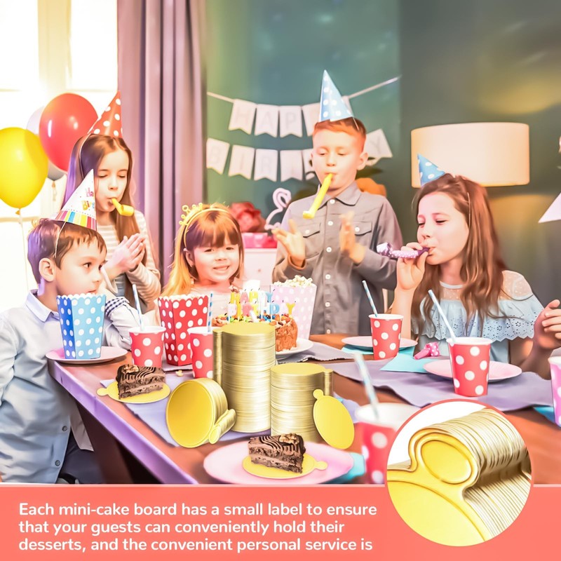 Mini Gold Round Cake Boards Dessert Cardboard Circle Base 3.5 Inch 300 Pack gallery