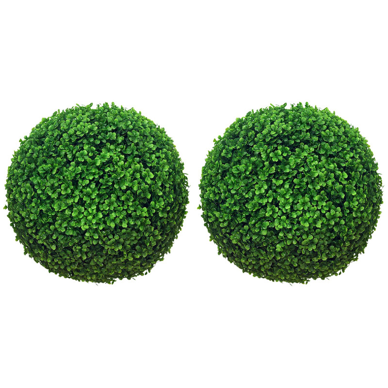Homcom Artificial Boxwood Topiary Ball Set Of 2 15.7 Inch Faux Plant