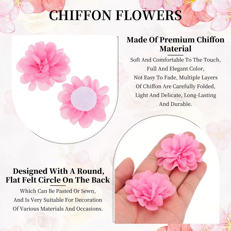 12Pcs 2" Chiffon Flowers Sewing Fabric Flower Appliques for Crafts Dark Pink gallery