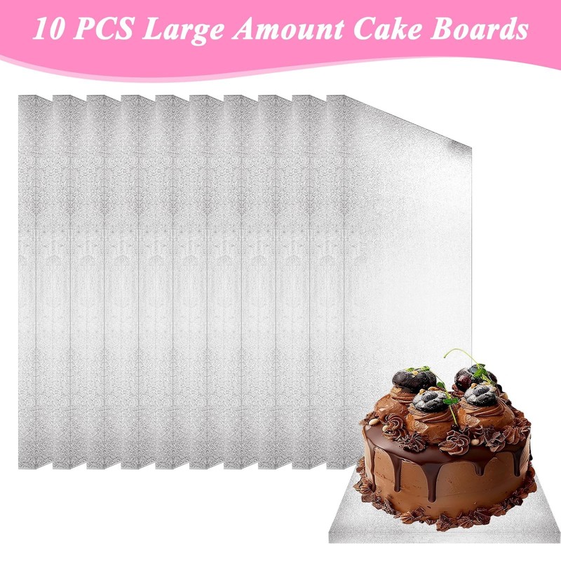 12 Inch Square Cake Drums, 10 Pack Sturdy 1/2" Thick Cake Boards with Fully W... gallery