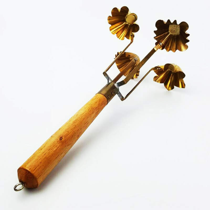 4 Cups KraThong Tong Traditional Dessert Brass Mold Wooden Handle Kitchen Tool gallery