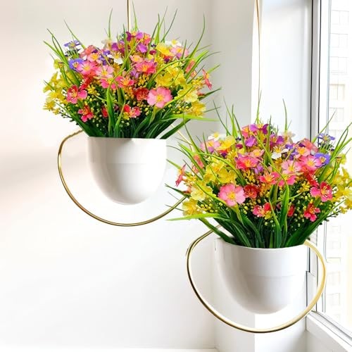 12 Bundles Artificial Flowers for Outdoor: UV Resistant Faux Silk Wildflowers gallery