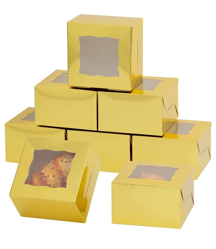 100Pcs Paper Cookie Boxes With Window Small Bakery Boxes 4x4x2.5 Inches Mini …