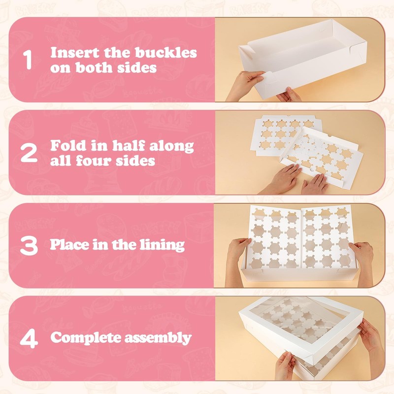 6 PCS Cupcake Boxes Window 24 Cavity Standard White Bakery 17.5x11.5x4 Inch gallery