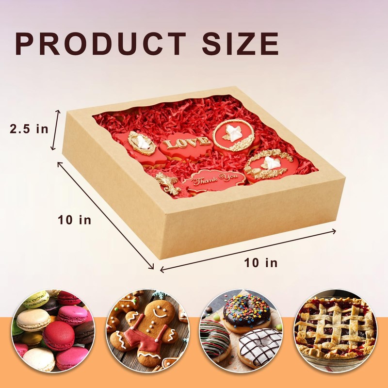 20 Pack Pie Boxes 10x10x2.5 Inch Bakery Boxes with Window Cookie Chocolate Co... gallery