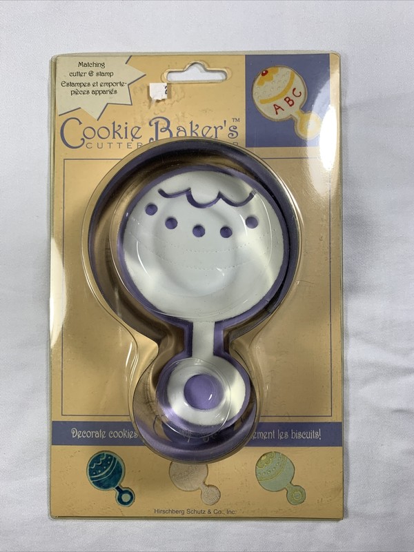 COOKIE BAKER’S: CUTTER & STAMP -Baby Rattle CB1981-123 Metal & Foam