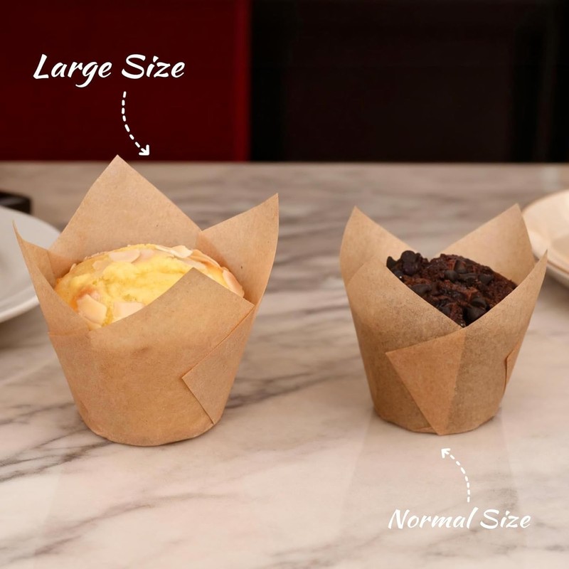 100pcs Extra Large Size Tulip Cupcake Liners for Baking Cups, Food Grade gallery