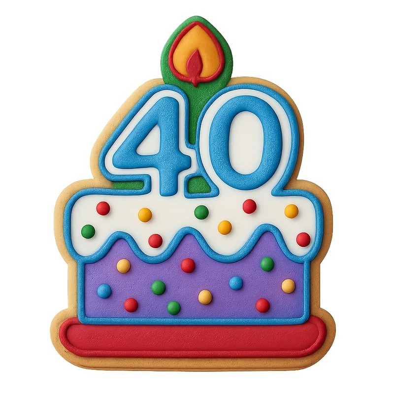 40th Birthday Cake Cookie Cutter & Stamp, Fondant & Clay - 4x3.2 gallery