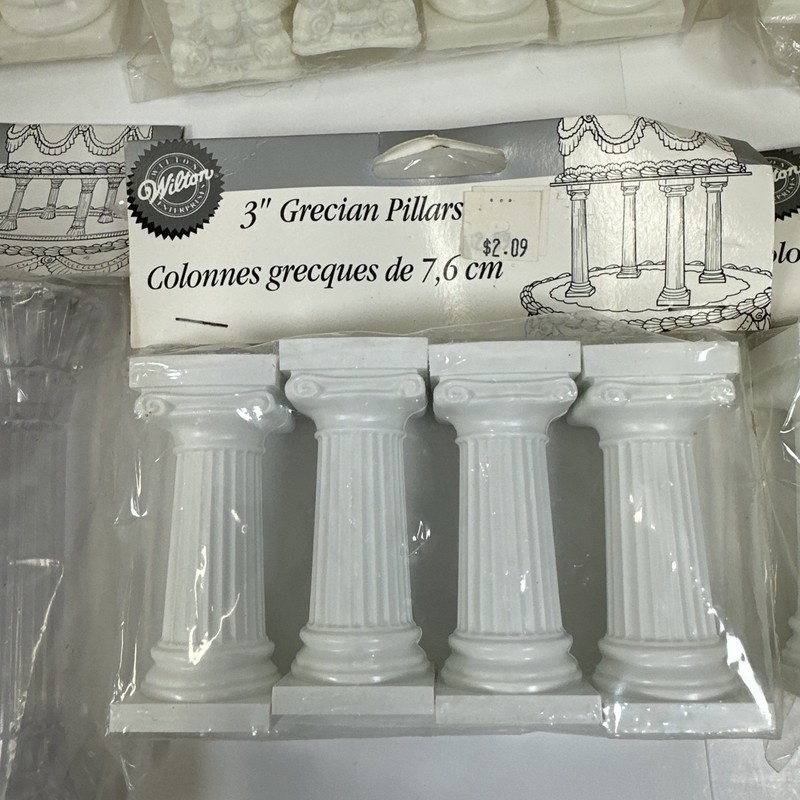 Lot Vintage Wilton Wedding Cake Pillars Columns Arched Crystal Grecian NOS gallery