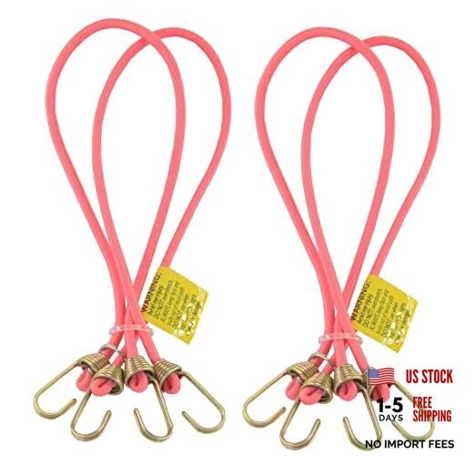 Marcobrothers Multipurpose Mini Bungee Cord with Steel Hook 14 inch X 4 Pink