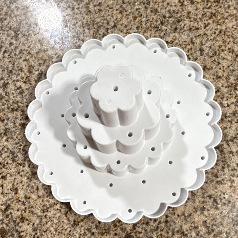 White 3-Tier Matte Plastic Flower Shaped Round Cake Pop Cupcake Dessert Stand