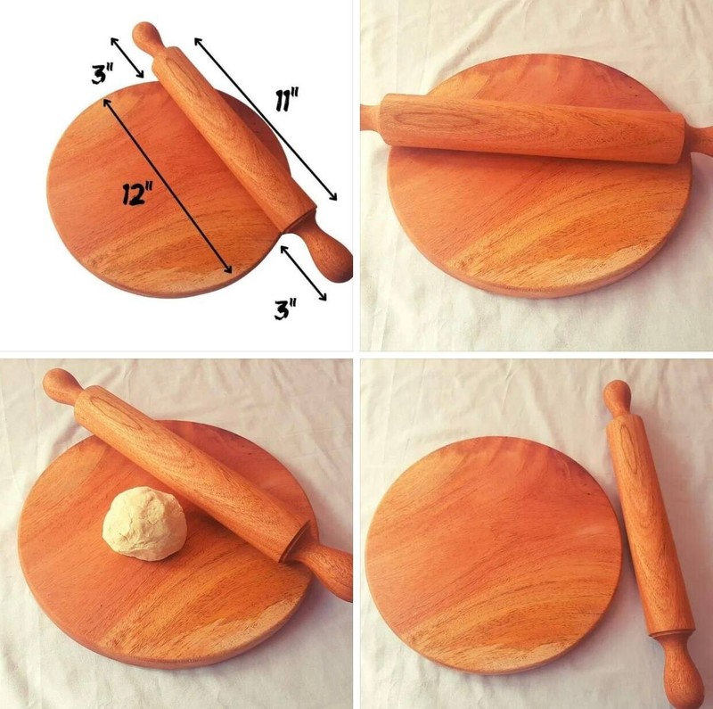 Wooden Rolling Pin and Board, Chapati Maker Daily Use Chakla Belan Set Roti New