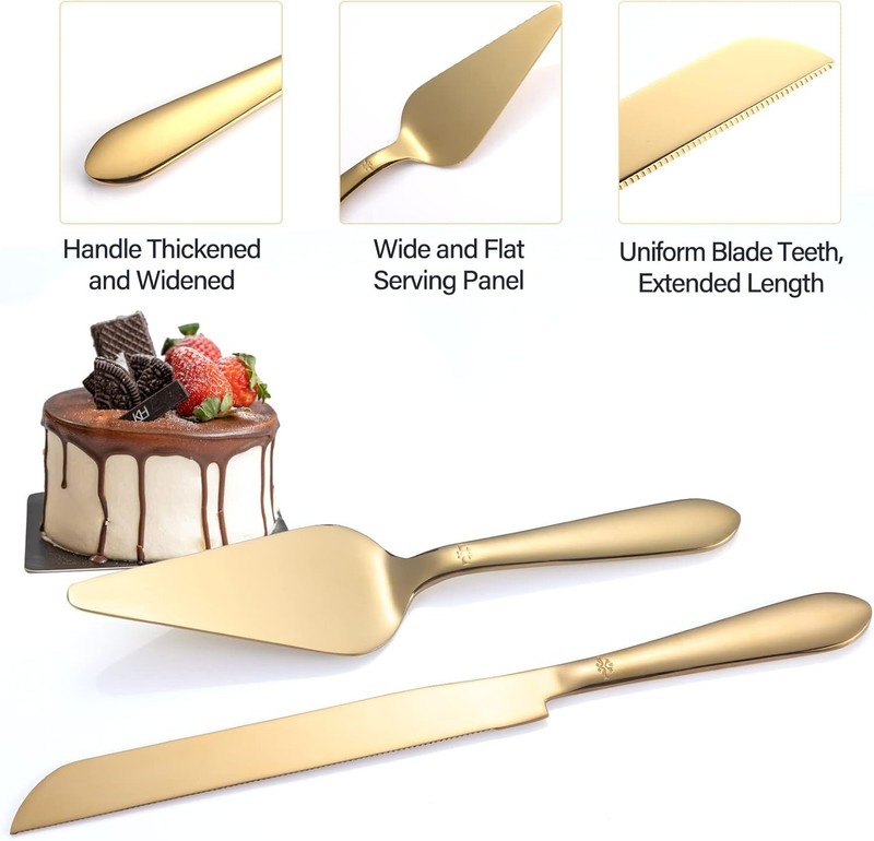 Cake Cutting Set for Wedding, Elegant Cake Knife and Server Set with Thickened gallery