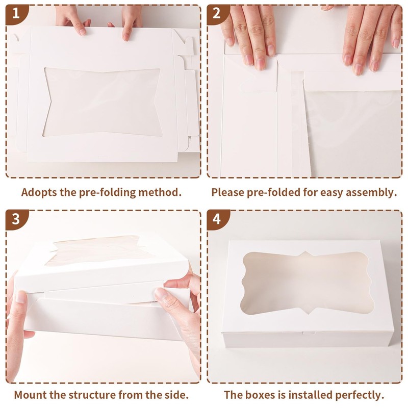 12 PCS Bakery Cookie Boxes 3 Style Window Treat Chocolate Fits 12x8x2.5 Inch gallery