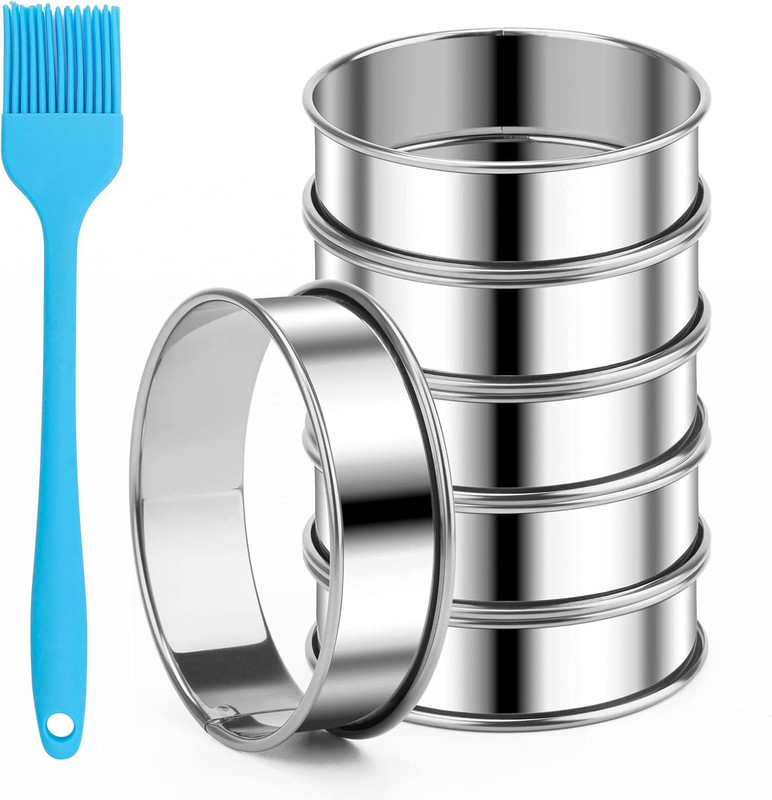 6 Pieces English Muffin Rings, 3.15 Inch Stainless Steel Crumpet Ring Double ... gallery