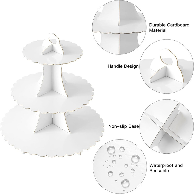 3-Tier Cupcake Stand, Cardboard Cupcake Tower, Dessert Cup Cake Stand Tower for gallery