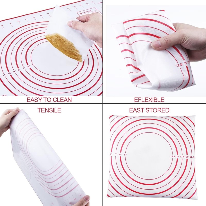 Stainless Steel Rolling Pin and Silicone Mat Set, Adjustable Thickness Rings ... gallery
