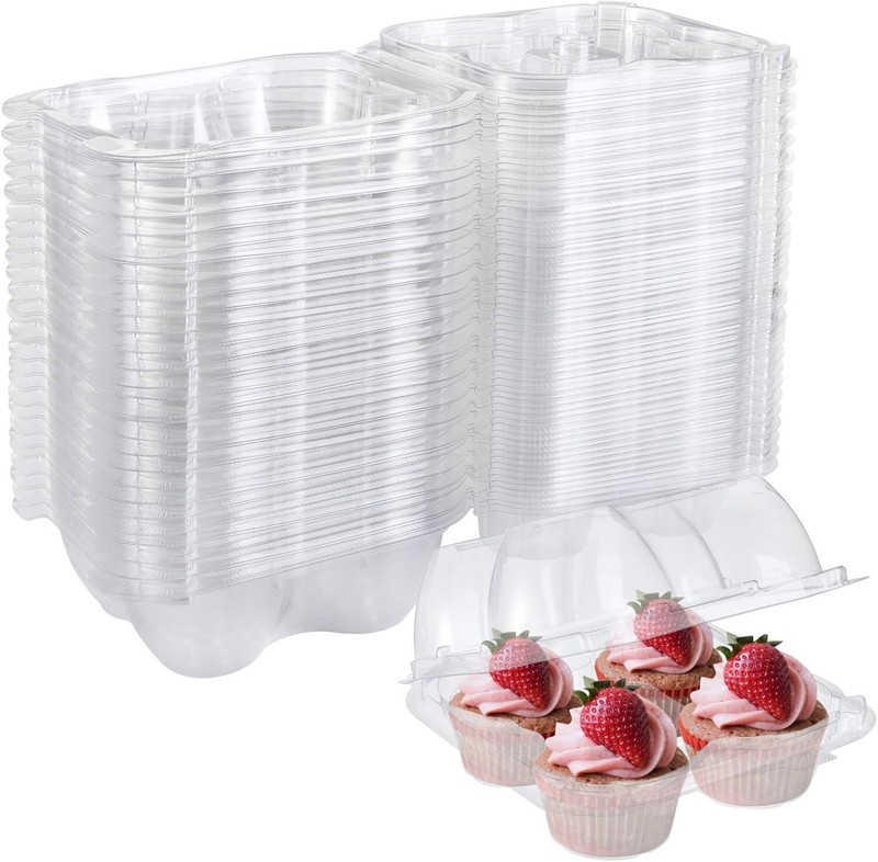 60 Count 4-Compartment Plastic Cupcake Containers - Disposable Cupcake Trays ... gallery