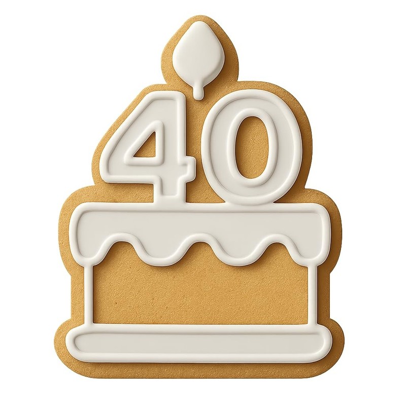 40th Birthday Cake Cookie Cutter & Stamp, Fondant & Clay - 4x3.2 gallery