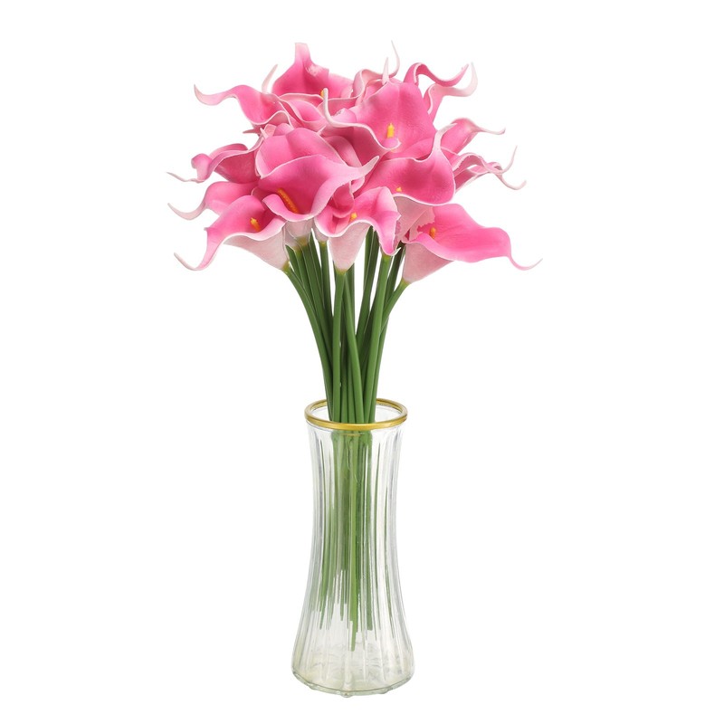 20pcs Artificial Calla Lily Fake Silk Flowers for Home Decor, Rose Red