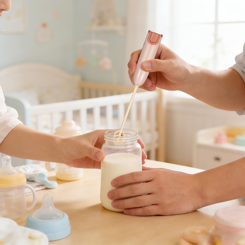 Handheld Baby Formula Mixer with 2 Stirring Sticks, Portable Small Drink Milk... gallery
