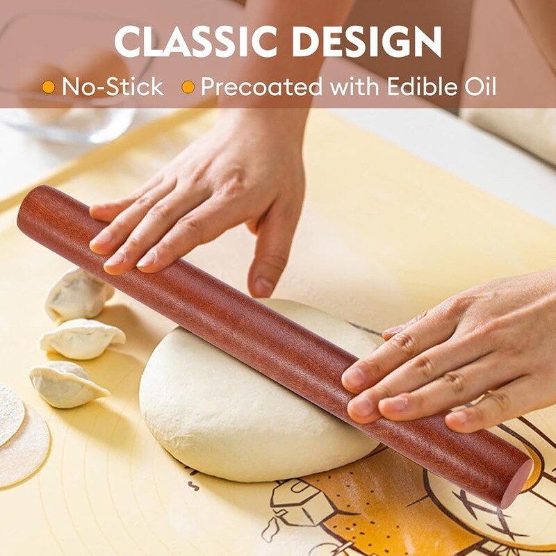 Non-Stick Wood Rolling Pin Baking Pizza Pie Dough Cookie Pastry Kitchen Tool New gallery