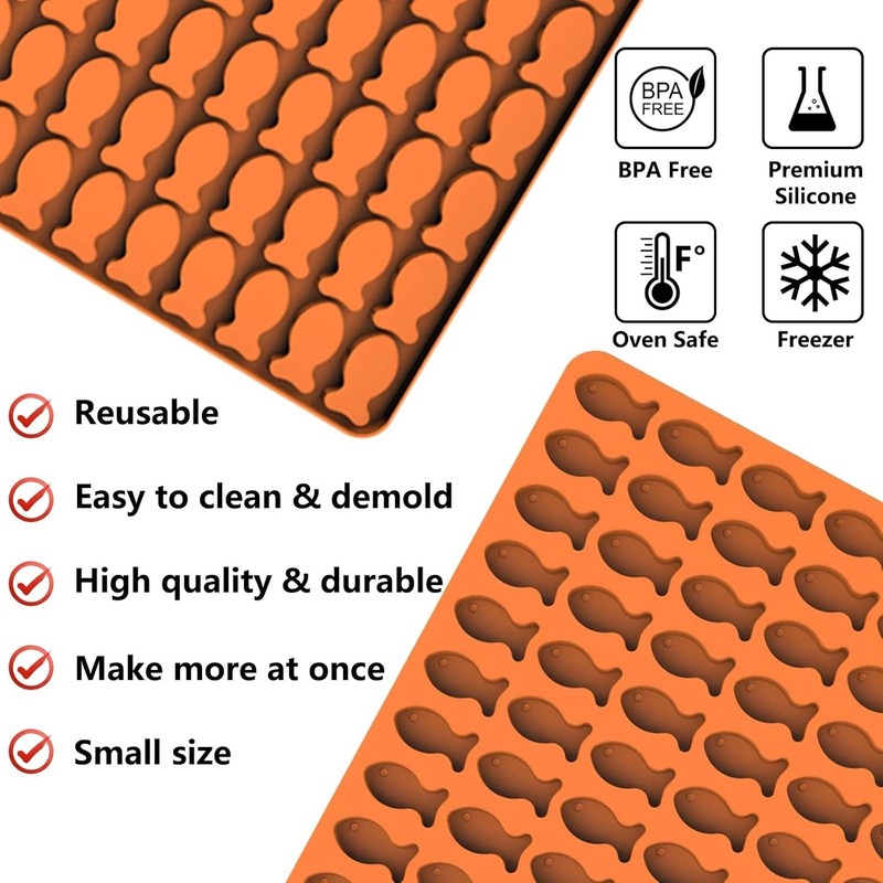 Cat Treat Molds, 112 Cavities Mini Fish Shape Silicone Mold for Baking Pet Tr... gallery