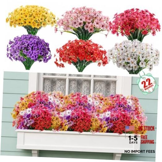 Powbrace 22 Pack Artificial Flowers for Outdoor Indoor 22 Bundles Multi-colour
