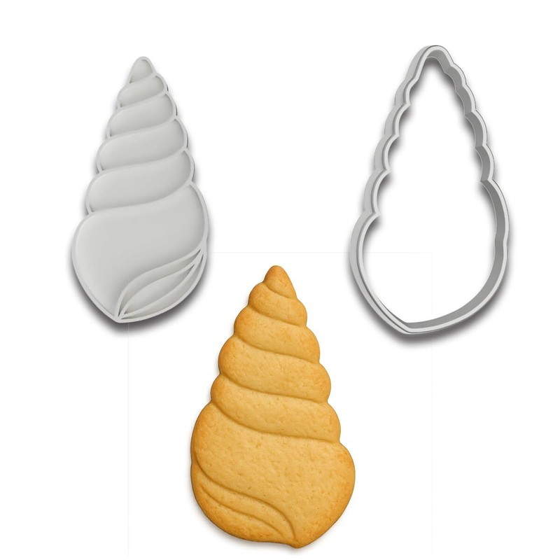 Swirled Seashell Cookie Cutter & Stamp Set – 4×2 Inches