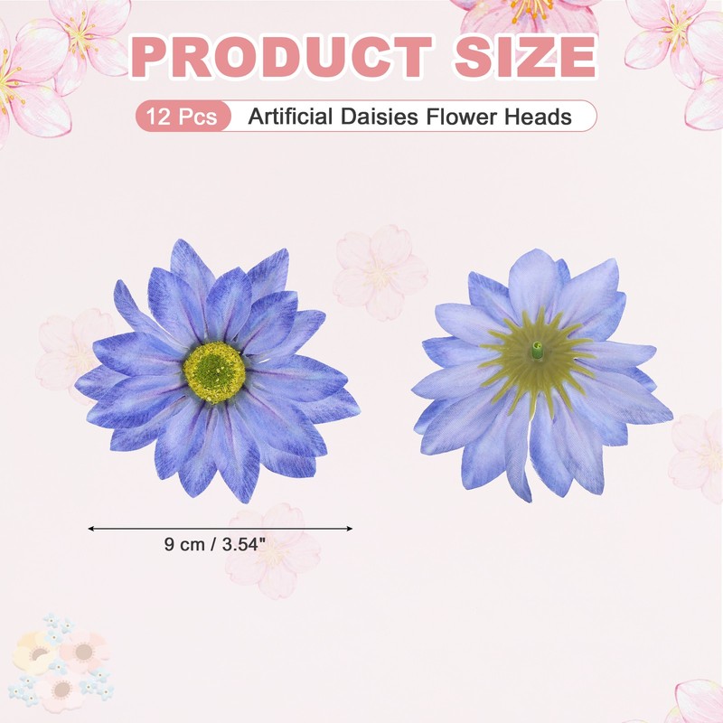 12 Pcs Artificial Daisies Flower Heads, Fake Chrysanthemum Heads, Blue gallery