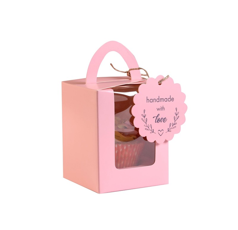 50pcs Individual Cupcake Boxes Single Containers Carriers with Handle Clear gallery