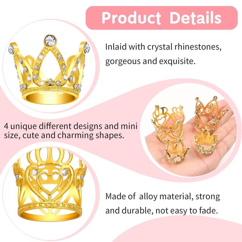 Tidponra Mini Crowns for Flower Bouquets, 16 Pieces Small Gold Small, gallery
