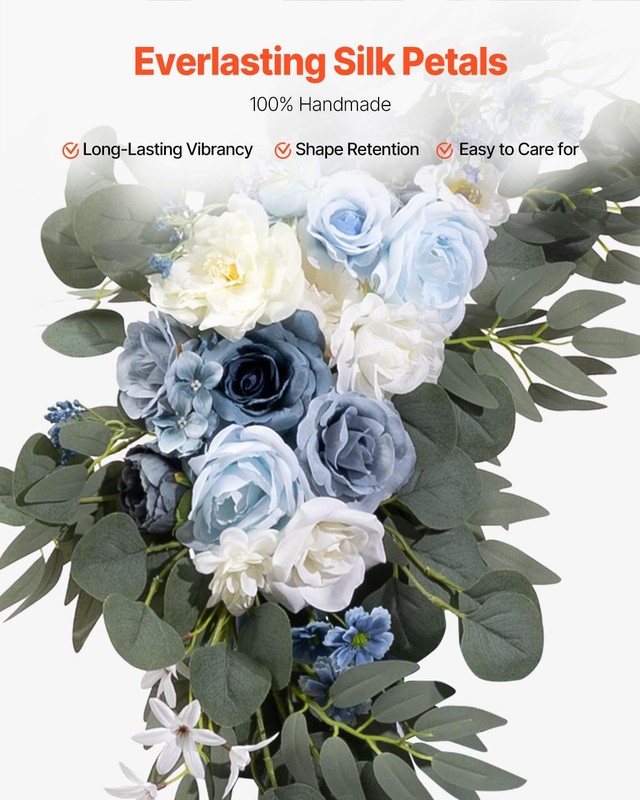 Vevor Artificial Wedding Arch Flowers Kit Blue Wedding Arch Flowers Drapes Kit gallery