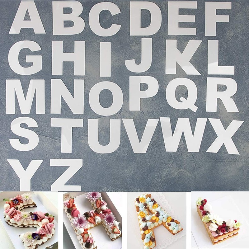 26 Alphabet Cake Stencils A-Z Letters Baking Template Flat Plastic Cutting Al…