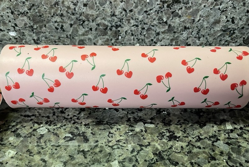 Silicone Baking Rolling Pin “ Cherry Hearts” Wooden Handles 8” gallery