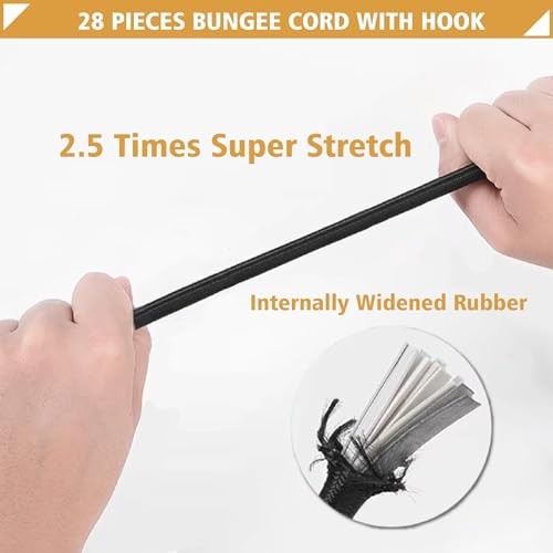 Bungee Cords with Hooks - Heavy Duty Outdoor Straps - Full Size - Black gallery