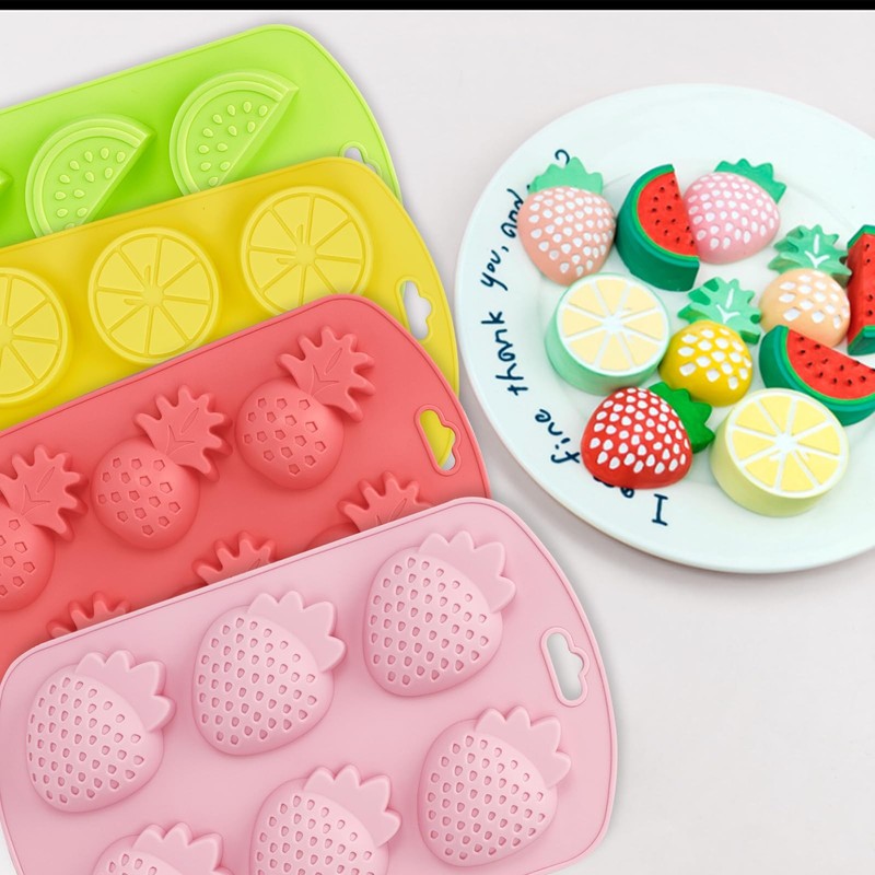 4PCS Fruit Shape Silicone Mold with 3Pcs Dropper, Pineapple Lemon Watermelon ... gallery